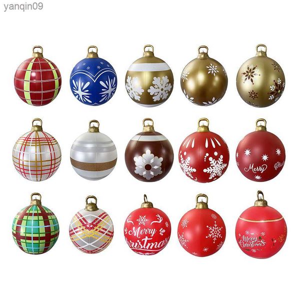 60 cm Adornos de bolas de Navidad Decoraciones creativas para árboles de Navidad Hogar Diversión al aire libre Pvc Bola de juguete inflable Regalo de Navidad L230626