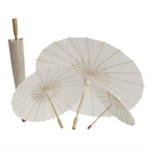 60 CM DIY Papeles de bambú en blanco Paraguas Artesanía Paraguas de papel engrasado Pintura en blanco Novia Boda Pintura para niños Graffiti Jardín de infantes JY26