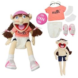 60 cm géant Feebee Jeffy marionnette en peluche chapeau jeu jouet garçon fille dessin animé marionnette à main peluche poupée talk show accessoires de fête cadeau de noël 240105