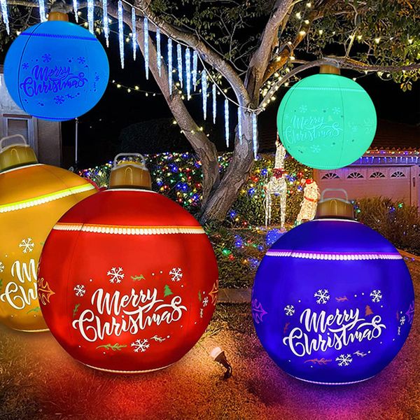 Bola de decoración navideña brillante de 60CM, farol inflable de PVC con luz LED recargable, juego de Control remoto para interiores y exteriores