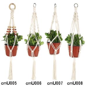 60 cm fait à la main Pot de fleur filet sac tressé décoration de jardin décor à la maison plante suspendus panier corde nouée plantes d'intérieur cintre Pots plateau porte-pot de fleurs