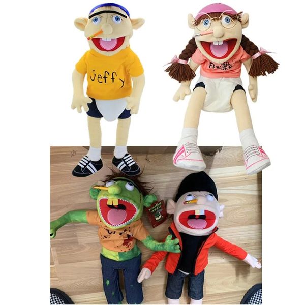 60 cm Garnante Jeffy Hand Puppet Plush Doll Toy Figura de peluche Figura para niños Regalo educativo Propiedades de fiesta de Navidad Toyes de muñeca 240329