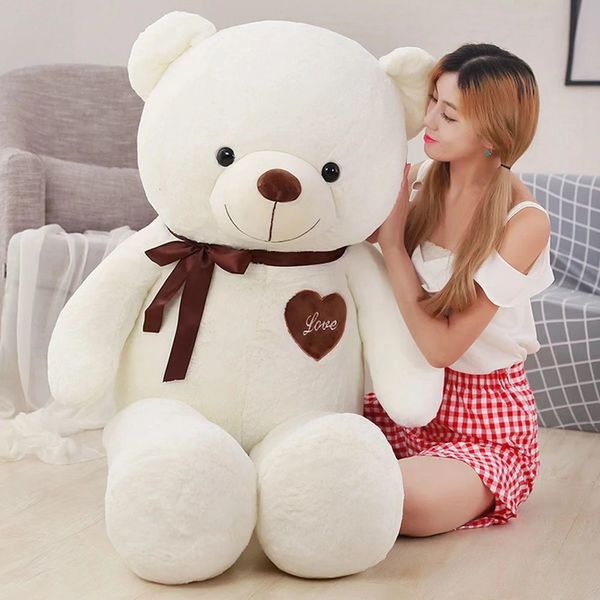 60 cm grand ours en peluche en peluche peluche pleine douce oreiller de couchage poupée cheveux courts ours brun poupée enfant anniversaire cadeau de Noël 240113