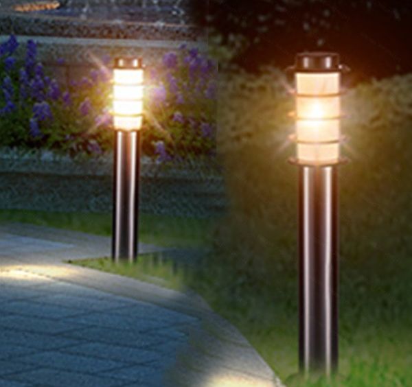 Lámpara de césped de jardín de acero inoxidable de 60 CM, luz de poste de camino para patio exterior, luz de césped de calle de paisaje de Villa