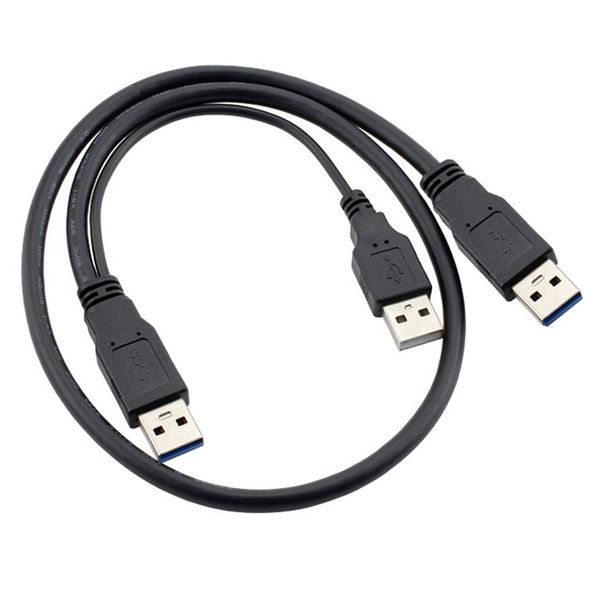 60CM Super vitesse USB 3 0 câble d'alimentation Y 2 USB3 0 mâle à USB mâle pour disque dur externe1937