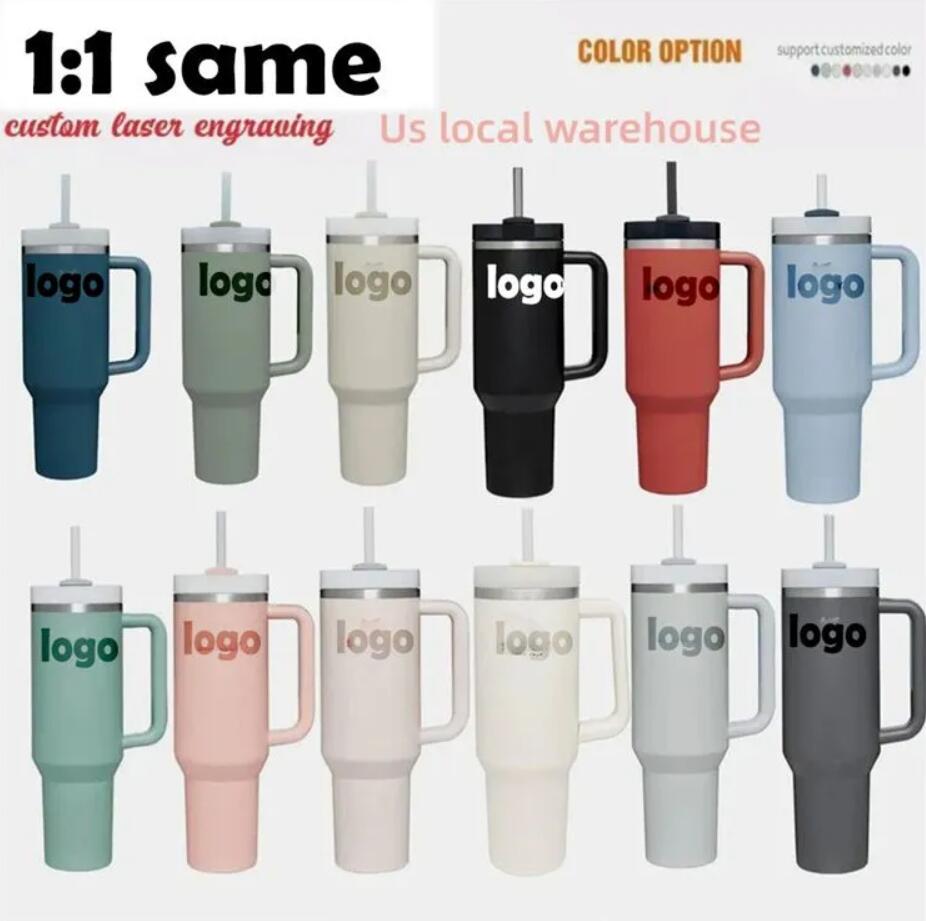 1:1 same With LOGO Quencher H2.0 40oz Stainless Steel Tumblers Cups with Silicone handle Lid And Straw 2nd Generation Car mugs Keep Drinking Cold Water Bottles GG1127