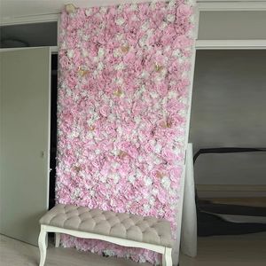 60cmx40cm panneaux de mur de fleurs roses fond floral artificiel pour la fête de mariage bébé douche nuptiale en soie fausse mur de Noël 240417