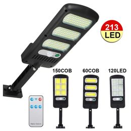 60COB 150COB 120LED 213LED Farolas solares Lámpara de pared con sensor de movimiento Luz ajustable de seguridad impermeable para porche de jardín al aire libre