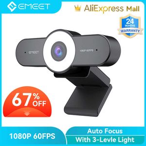 Caméra Web en streaming Autofocus HD 60FPS 1080P EMEET C970L avec éclairage annulaire pour PC/Zoom/Skype/Tiktok/Mac HKD230825