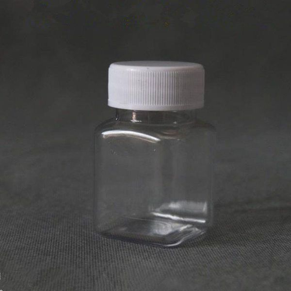 Botella vacía de plástico de 60 g / 60 ml Botellas de embalaje de muestra de píldora de medicina para mascotas cuadradas envío rápido F596 Gqhuu