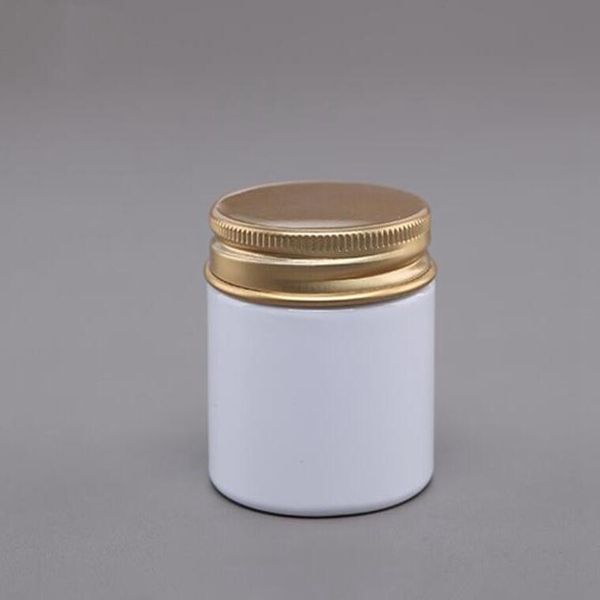 Contenitori per vasetti di bottiglie di crema PET bianca vuota da 60 g Contenitori per cosmetici bianchi da 2 once con coperchi