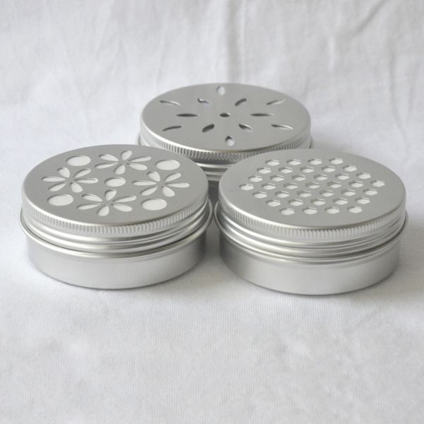 60g Pots de crème en aluminium découpés et évidés 68 * 24MM, pot à cosmétiques, boîte à cire pour cheveux, savon fait main, thé, boîte à ligne de poisson, contenant de baume à lèvres en métal