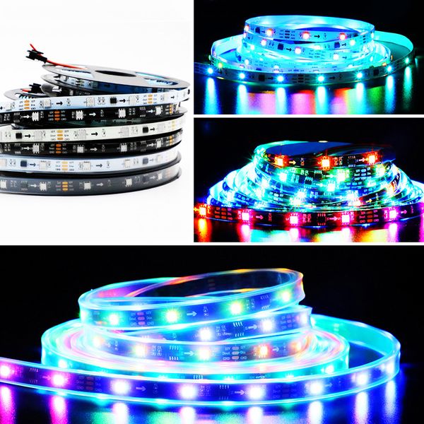 60LED/m 30LED/m WS2811 Magic LED Strip Programable Water RGB Light Strips Three Lights One Control Iluminación LED DC12V IP65 Recubrimiento de silicona Impermeables oemled