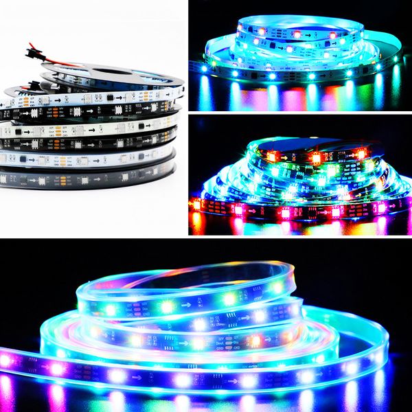 60LED/m 30LED/m WS2811 Bande LED magique Bandes lumineuses RVB à eau programmables Trois lumières Un contrôle Éclairage LED DC12V IP65 Revêtement en silicone étanche CRESTECH168