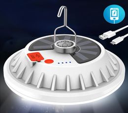 60LED120Led Remote Solar LED Camping Lamp USB Oplaadbare UFO -lamp draagbare lantaarns noodlichten voor wandelvissen2861370