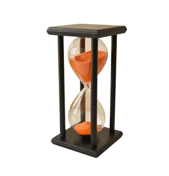 Reloj de arena de madera de 60 minutos, reloj de arena con temporizador, decoración, tipo de regalo único, marco negro de 60 minutos, arena naranja6667074