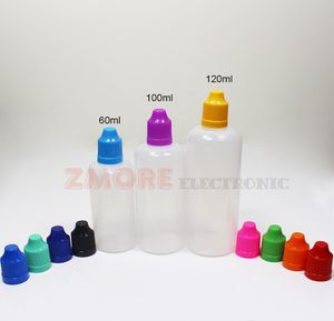 60 ml 100 ml 120 ml électronique pe e bouteille de liquide compte-gouttes en plastique bouteilles vides bouchons à l'épreuve des enfants pointes d'aiguille longues et fines transl5341290