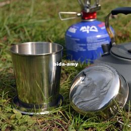 60ml / 150ml / 250ml SÛR en acier inoxydable Camping pliant Coupe Voyager extérieur Tasse Portable Pliable Flask Heavy Metal gratuit inoxydable aNq9 #