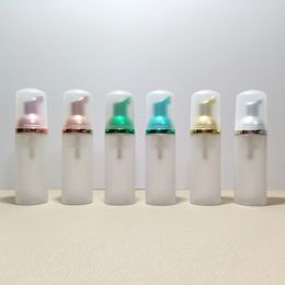 Botella dispensadora de espuma esmerilada de 60ML y 2Oz, minibotellas rellenables de plástico con bomba dispensadora de jabón espumoso
