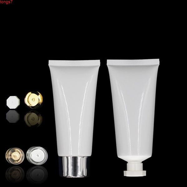 Tubo exprimidor de plástico de 60ML y 60G, contenedor de cosméticos blanco, limpiador Facial de alta calidad, crema para manos, emulsión suave con tapa de rosca