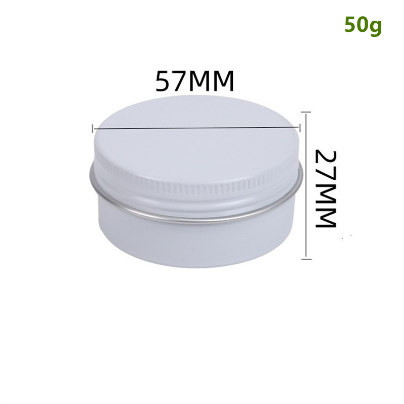 Boîtes rondes en aluminium rechargeables de 50ml/1.76oz, récipients blancs de 50g, pot avec couvercle à vis pour boîtes d'échantillons de crème cosmétique