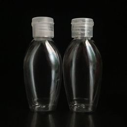 Bouteille en plastique PET désinfectant pour les mains vide de 60 ml avec bouchon à rabat transparent bouteille de forme ovale pour lotion cosmétique eau désinfectante Mkvfa