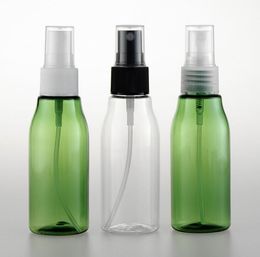 Bouteille de pulvérisation vide verte de 60ML, bouteilles à pompe en plastique pour liquide de voyage, atomiseur de parfum, vente en gros