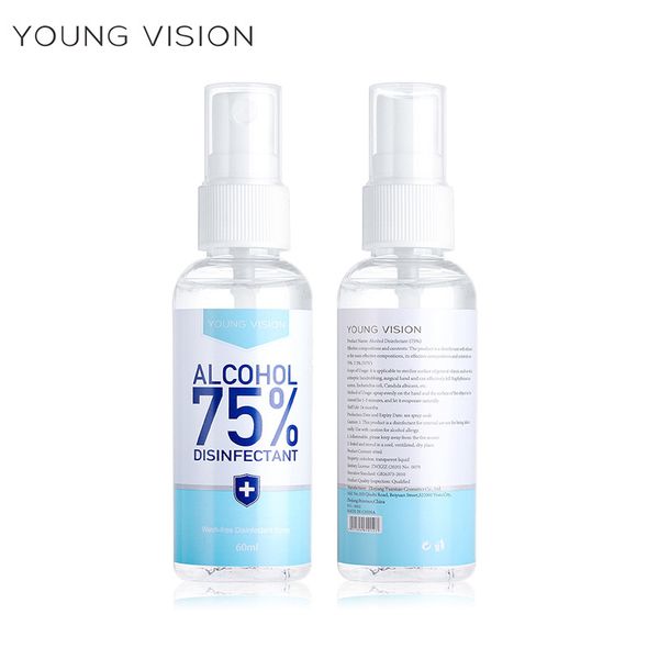 Gel desinfectante para manos de 60 ml YOUNG VISION Desinfección con agua manos libres Líquido humectante Desechable Sin necesidad de limpiar Gel antibacteriano para manos sin agua