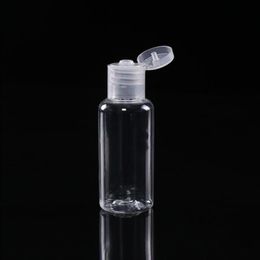Bouteille en plastique PET de 60 ml avec bouchon à rabat bouteille de forme ronde transparente pour démaquillant gel désinfectant pour les mains jetable Rtrhl