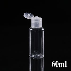 Bouteille en plastique PET de 60 ml avec bouchon à rabat bouteille de forme ronde transparente pour démaquillant jetable gel désinfectant pour les mains DH5857
