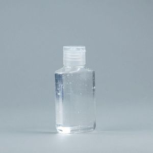 Bouteille en plastique PET de 60 ml avec capuchon rabattable, bouteille de forme carrée transparente pour démaquillant, désinfectant pour les mains jetable, Rmjvs