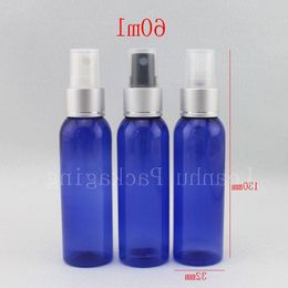 60ml X 50 blauwe hervulbare plastic fles, 2oz mistspuitfles, 60cc parfumspray, spraypomp met deksel plastic container Umxjb