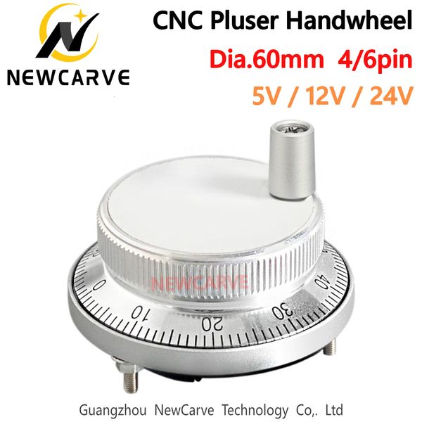 60 mm 5V 12V 24V CNC pulsador de volante electrónico 4 6 pines Pulse 25 100 Generador de pulsos manuales Encoder giratorio Newcarve