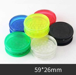 60 mm kleurrijke plastic kruidenmolen voor het roken van pijptabak Spice Crusher Miller met 6 kleurendisplaydoosslijpmachines