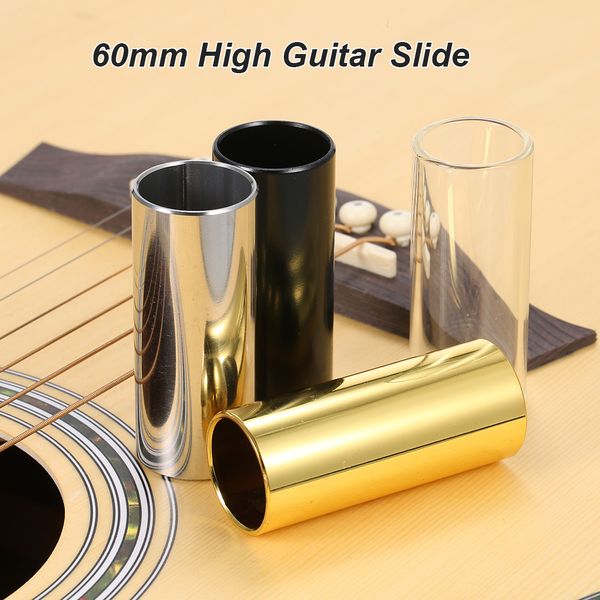 Barra deslizante de guitarra alta de 60MM, deslizadores de dedo de Metal/vidrio de acero inoxidable para guitarra, ukelele, instrumentos de cuerda, accesorios para guitarra