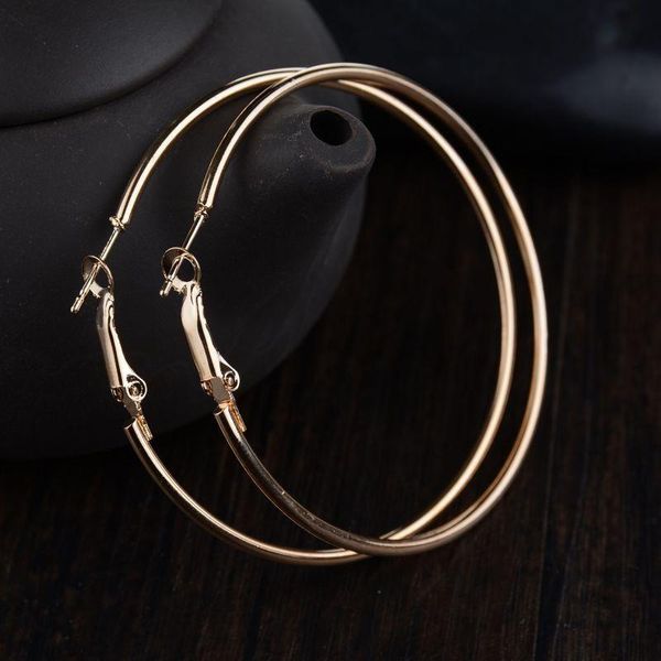 60mm grande boucle ronde boucles d'oreilles argent or Piercing cercle boucle d'oreille pour femmes créole bijoux Pendientes Aros Brinco Argola