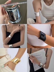 60mm luxe gros bracelets designer bracelet personnalité géométrique doré ondulé manchette grand bracelet alliage main bijoux pour femmes filles cadeaux