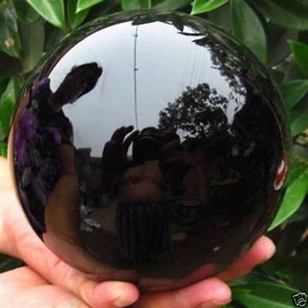 Bola de curación de bola de cristal de esfera de obsidiana negra Natural de 60MM184h
