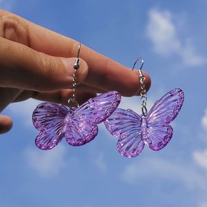 60Pair transparante hars vlinder charmes grote statement drop oorbellen voor vrouwen meisjes schattig animaal hangende oorbellen groothandel sieraden geschenken