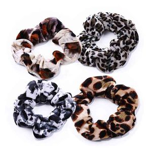 60 stk / partij fluwelen luipaard cheetah scrunchie meisjes elastische rubberen bands gom voor vrouwen stropdas haar ring touw paardenstaart houder
