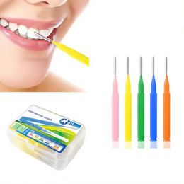 60 pcs 0,6-1,5 mm Interdental borstels gezondheidszorg tand push-pull verwijdert voedsel en plaque betere tanden orale hygiëne gereedschap