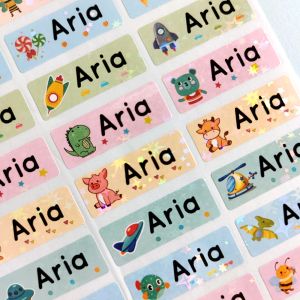 60 -stcs, 120 stcs Aangepast Naamstickers Waterdichte gepersonaliseerde labels Children School Stationery Variety Symphony Animal Tags Kids