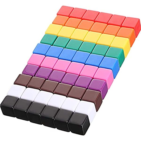 60pcs 16 mm Dés vierges Acrylique Dés Cubes Assorties Couleur DIY Dés pour Jeux de Société avec Sac de Rangement