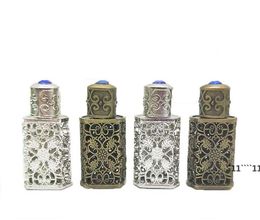 60pcs 3ml bouteille de parfum en métal antique vide en alliage de style arabe évider RRA13390