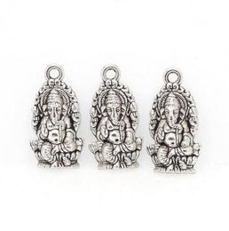 60 stks Alloy Religion Thailand Ganesha Boeddha Charms Antiek Zilver Brons Charms Hanger voor Ketting Sieraden Maken Vindingen 14x27mm