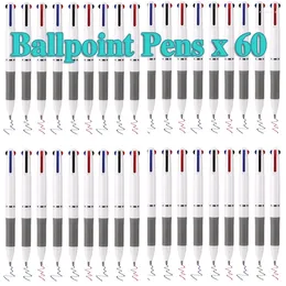 60pcs Ballpoint Pen 3 Couleurs Ink Black Blue Red Ball stylos pour écrire pour enfants Stupley Gift Stationery