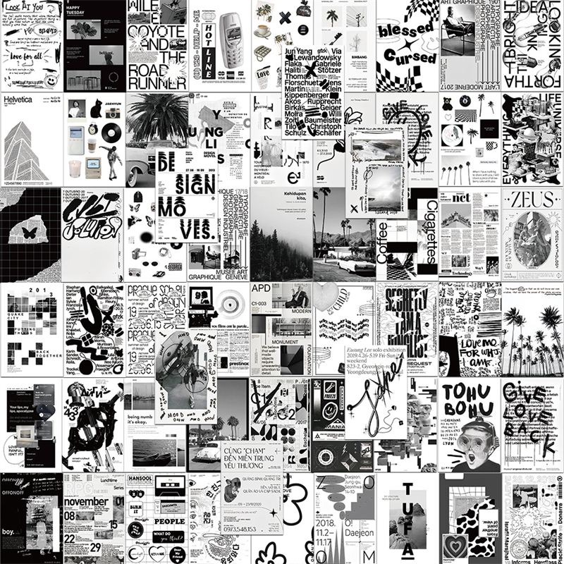 60Pcs black and white art collage poster stickers Vintage Matisse Illustrated abstract Graffiti Kids Toy Skateboard car Motorcycle Bicycle Sticker Decals