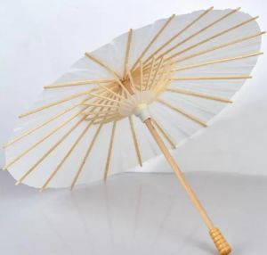 60pcs Nuptiale Mariage Parasols Papier Blanc Parapluies Beauté Articles Chinois Mini Artisanat Parapluie Diamètre 60cm 21