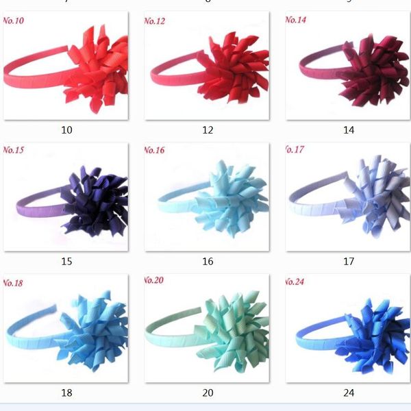 Bigoudis pour enfants Ruban Corker Alice Bande de cheveux Bâtons Arcs Fleurs Bandeau Barrettes Korker Bandeau en plastique Fille Chapeaux Accessoires 60pcs PD009