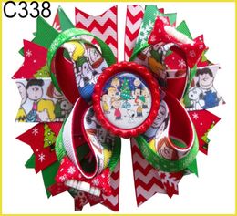 60 stcs kersthaarbogen Candy Cane Bow Santa Hair Clip rendier B4783709